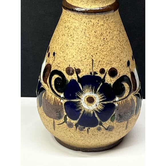 Tonala Signed Art Pottery Flower Vase 6" Hand Painted Brown Floral Vase - Picture 2 of 9